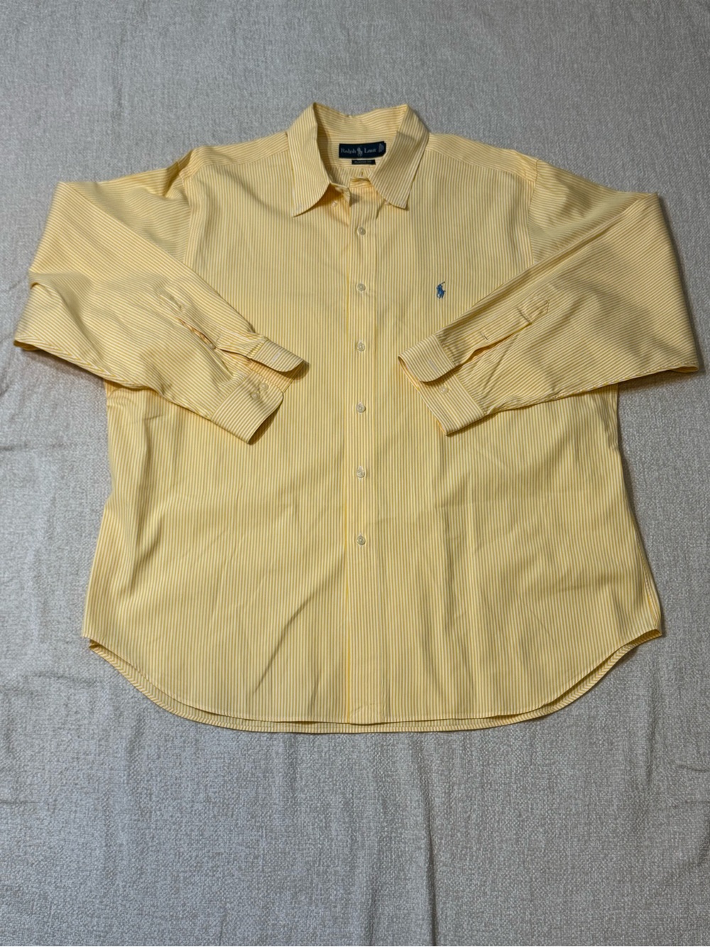 Polo Ralph Lauren Shirt Mens 18 34/35 Yellow Stripe Preppy Old Money